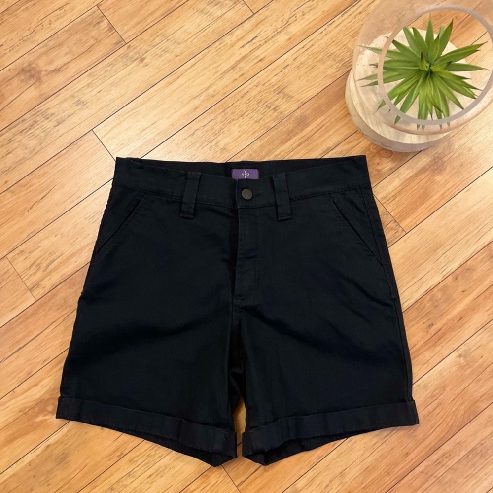 NYDJ Lift & Tuck Technology 6" Black Denim Mid-Rise Cuffed Jean Shorts 6